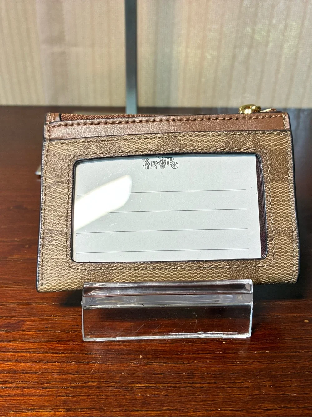 Coach Brown Signature Canvas Card Holder